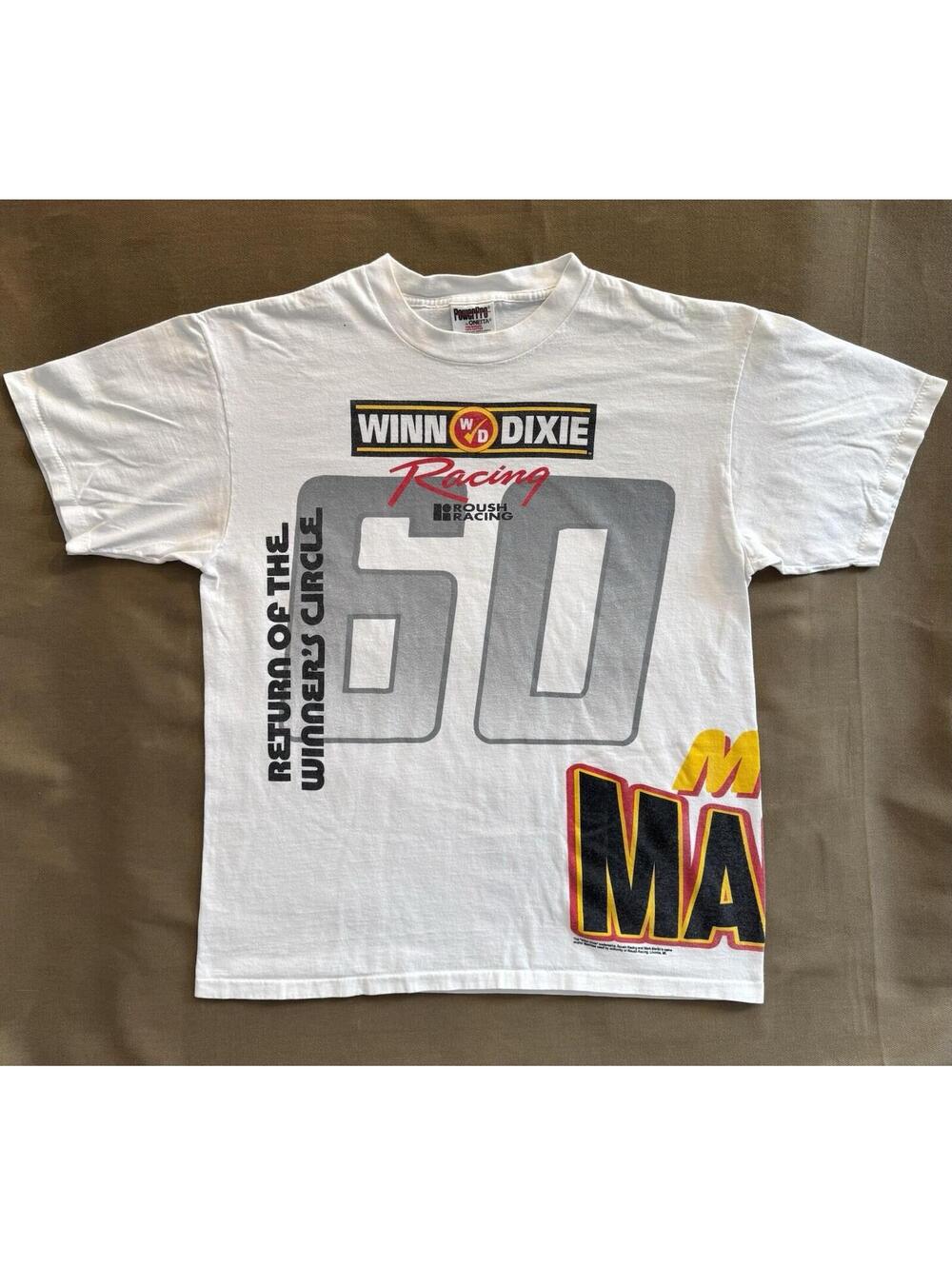 Vintage 90s 80s Winn Dixie Racing Mark Martin Roush NASCAR Single Stitch Shirt L